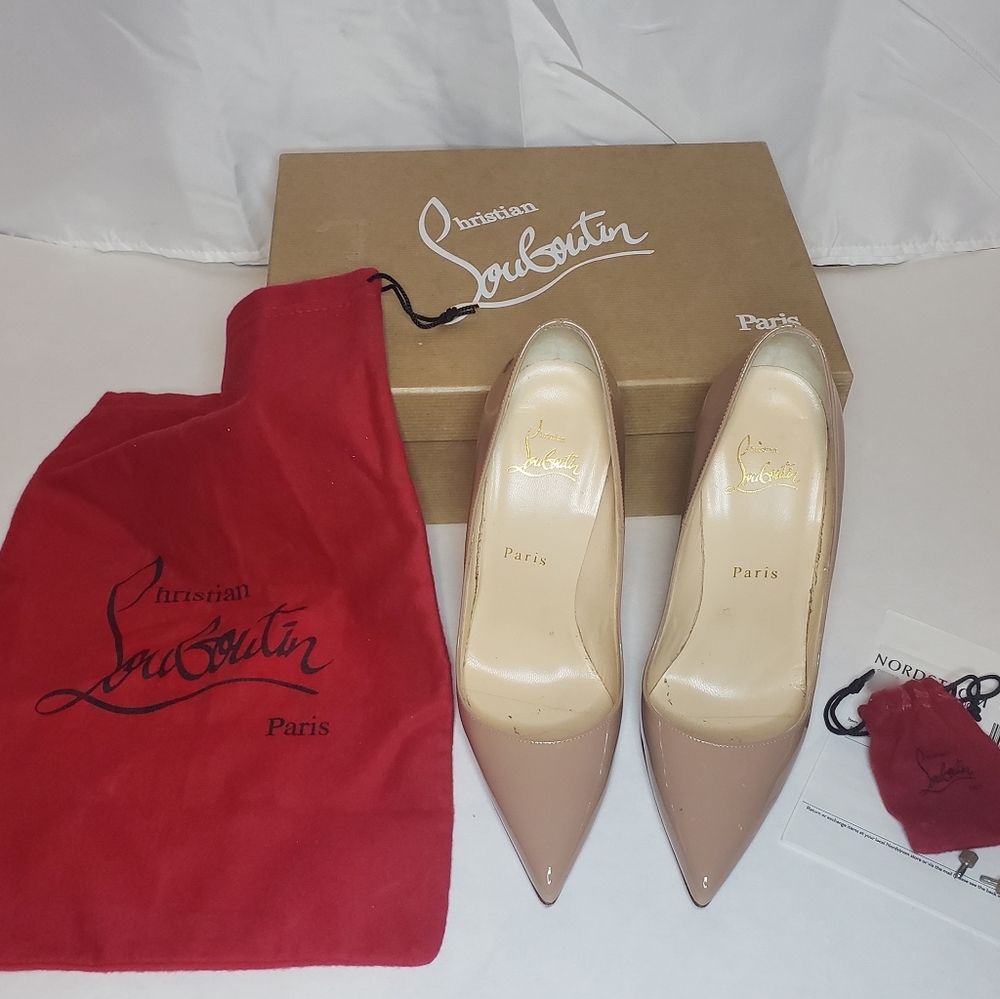Christian Louboutin So Kate Nude 120 Patent Heels - Size 37.5 - Picture 2 of 12